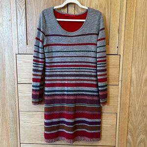 Krimson Klover Tallchief Sweater Dress Grey Multi Size Large Merino Wool Stripes